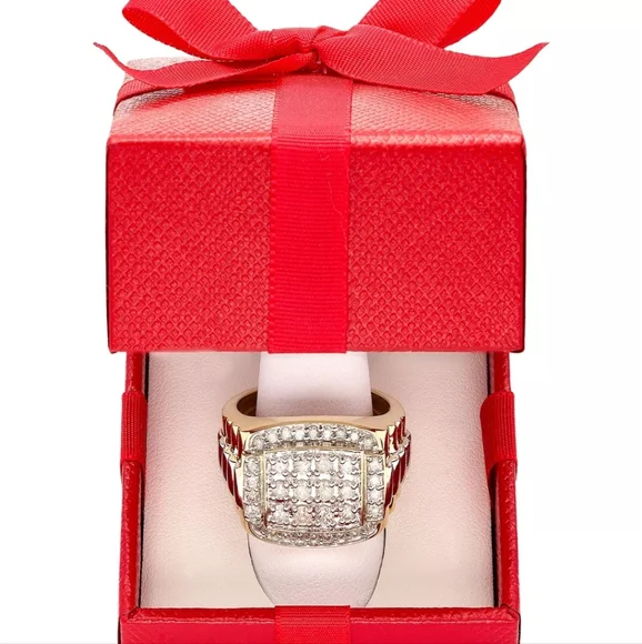 Men's Diamond Cluster Two-Tone Ring (1 ct. t.w.) in 10k Gold & White Gold